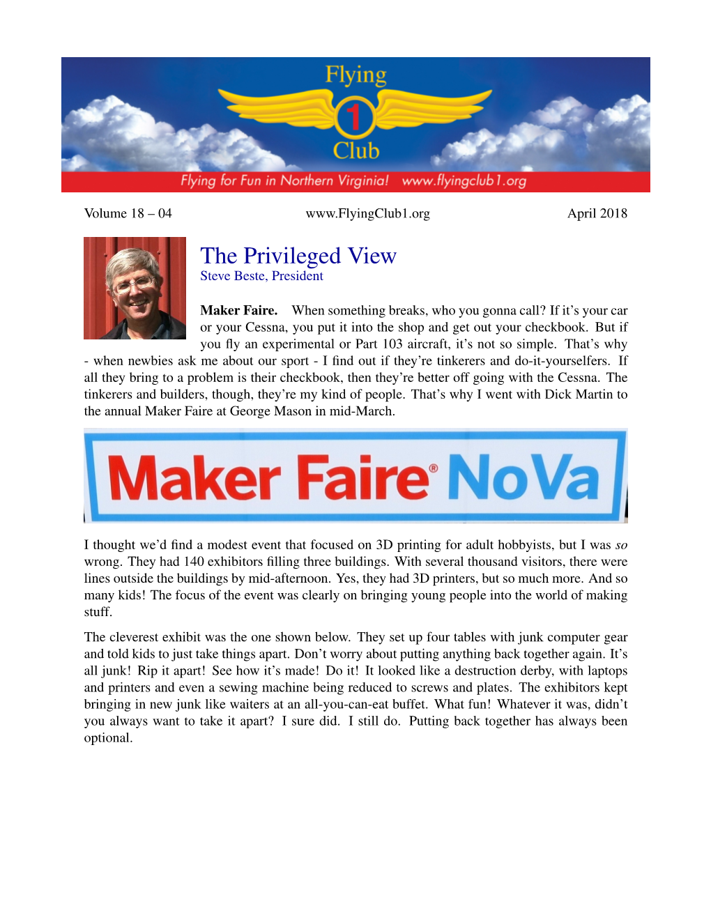 April 2018 the Privileged View Steve Beste, President