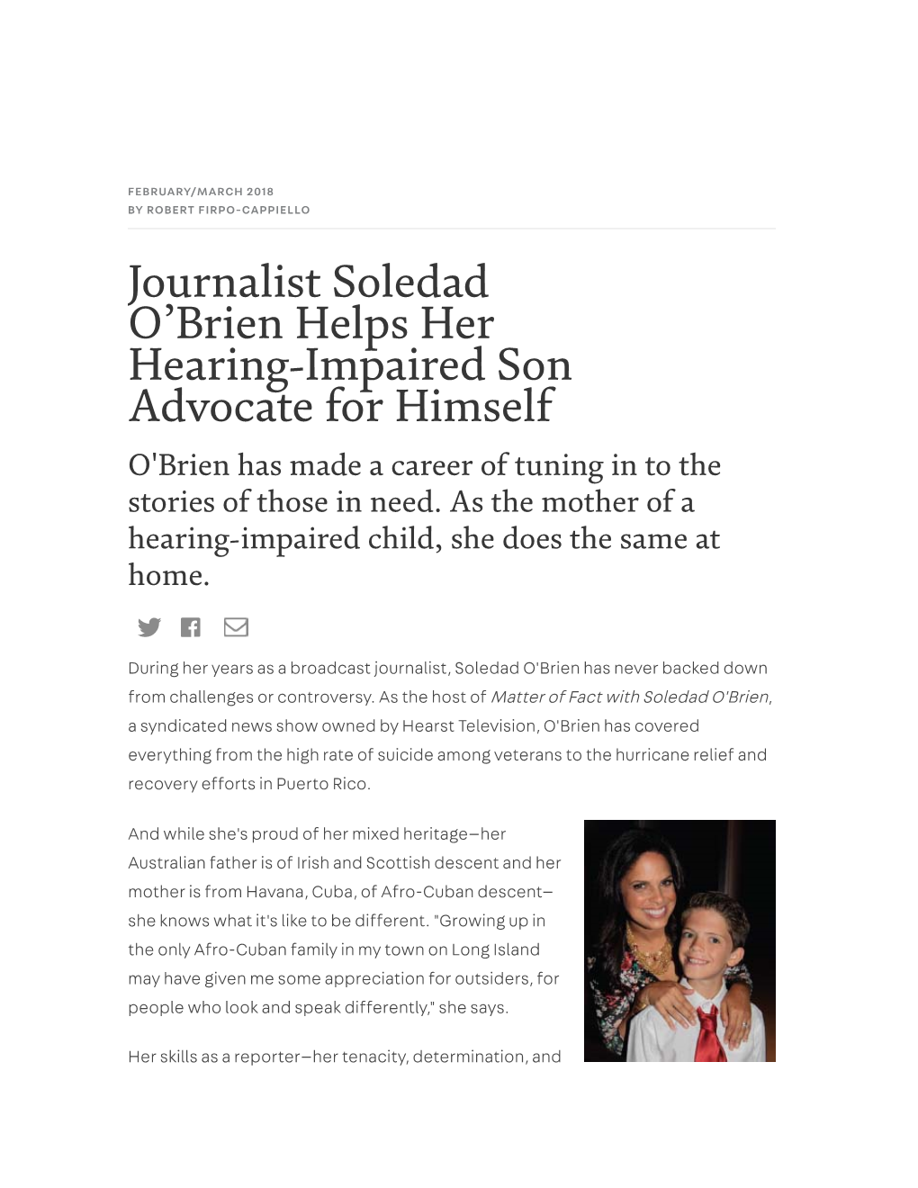 Journalist Soledad O'brien Helps Her Hearing-Impaired Son Advocate for Himself