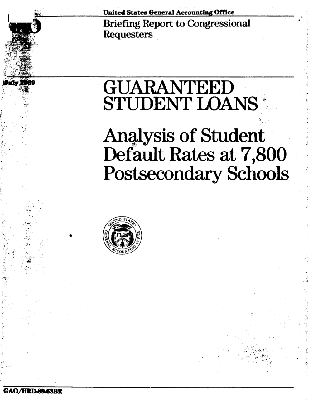 Analysis of Student Default Rates at 7800 Postsecondary Schools