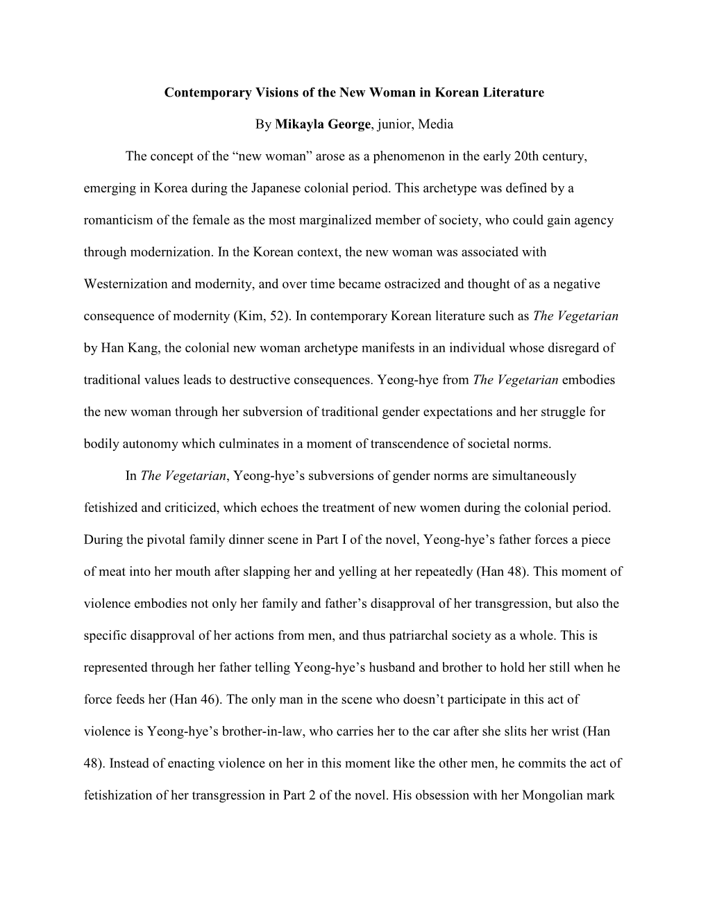 Contemporary Visions of the New Woman in Korean Literature by Mikayla George, Junior, Media the Concept Of