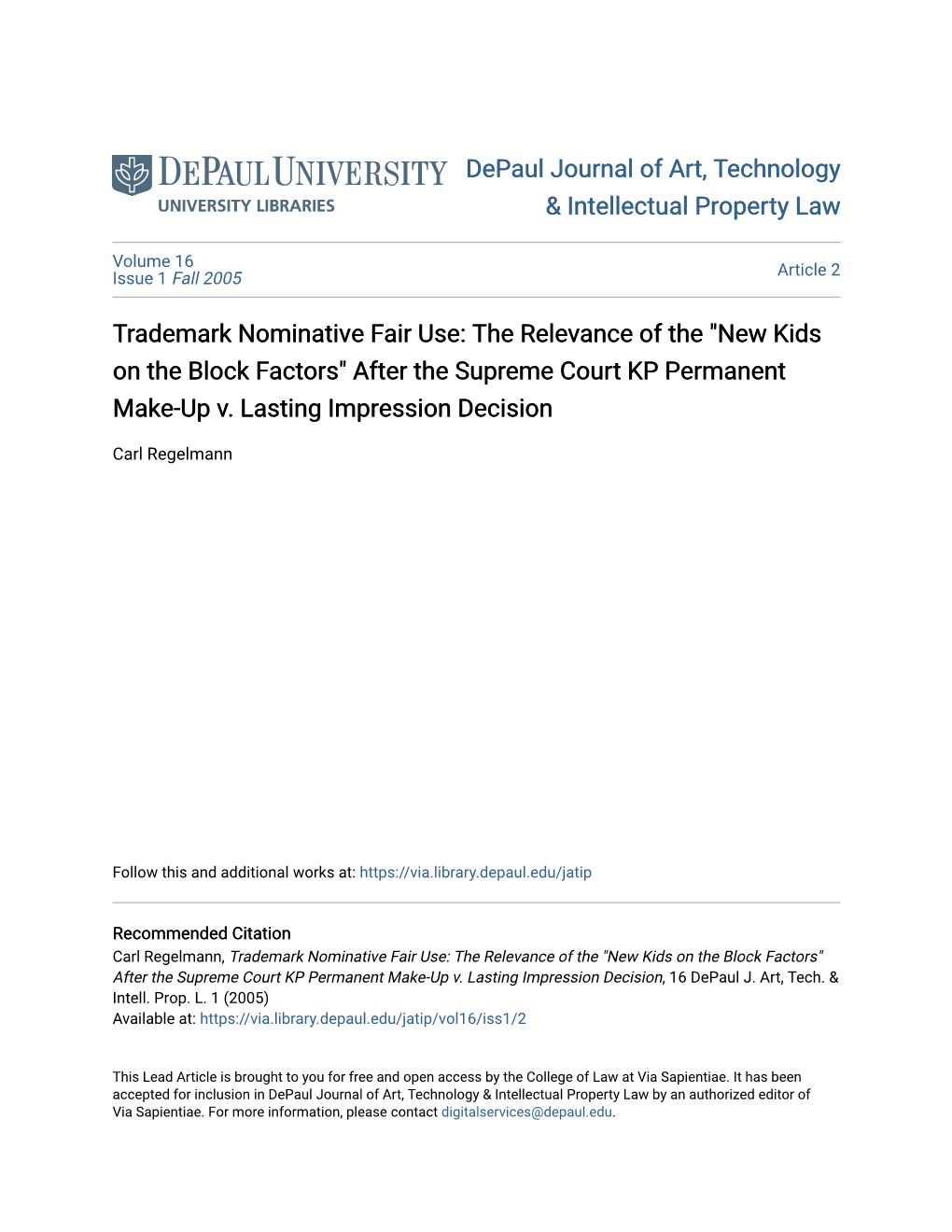 Trademark Nominative Fair Use: the Relevance of the 