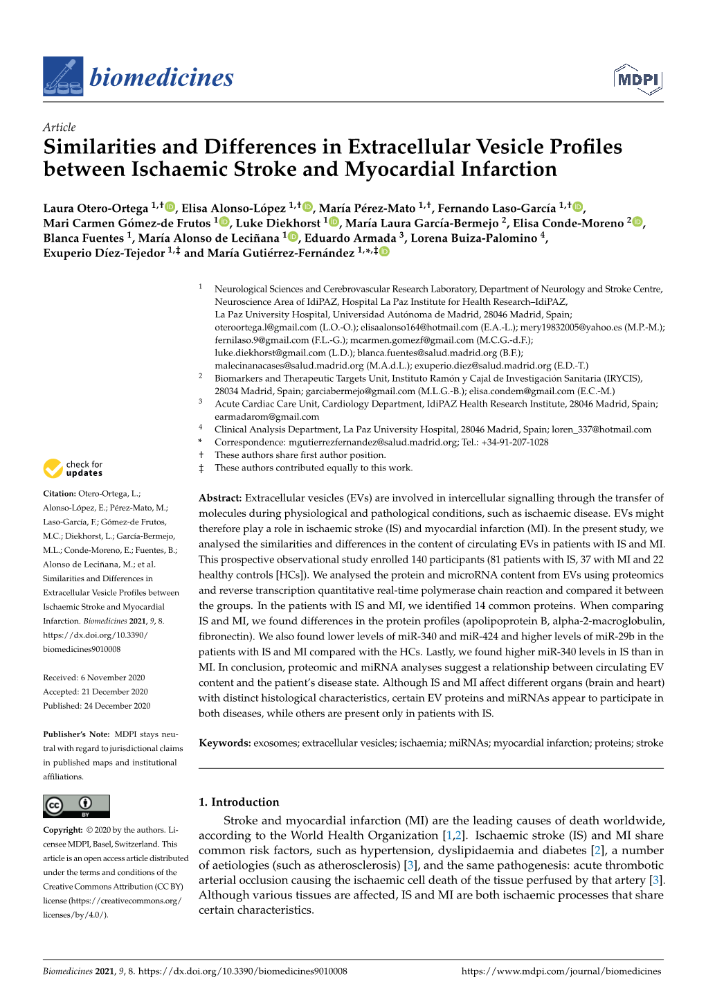 Similarities and Differences in Extracellular Vesicle Profiles