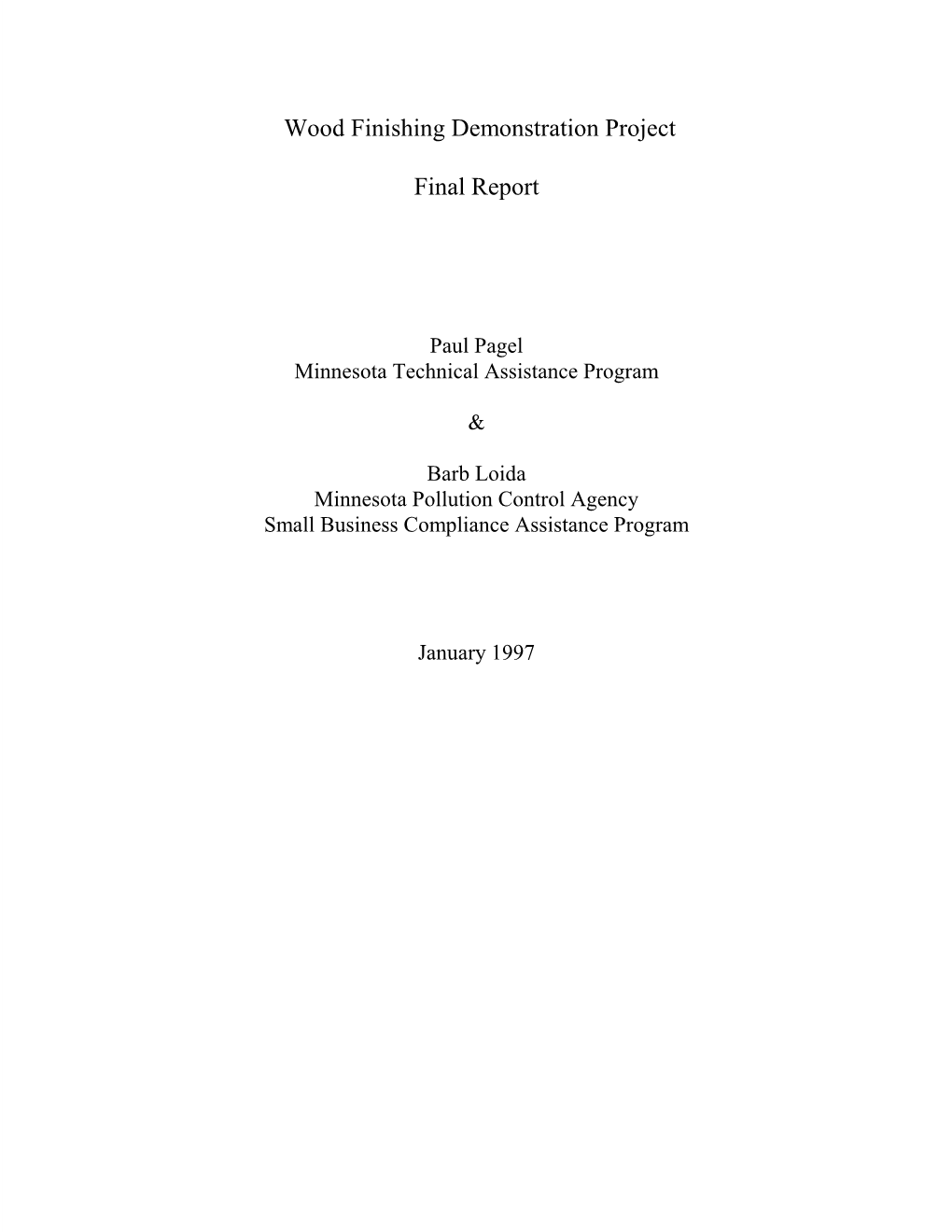 Wood Finishing Demonstration Project Final Report