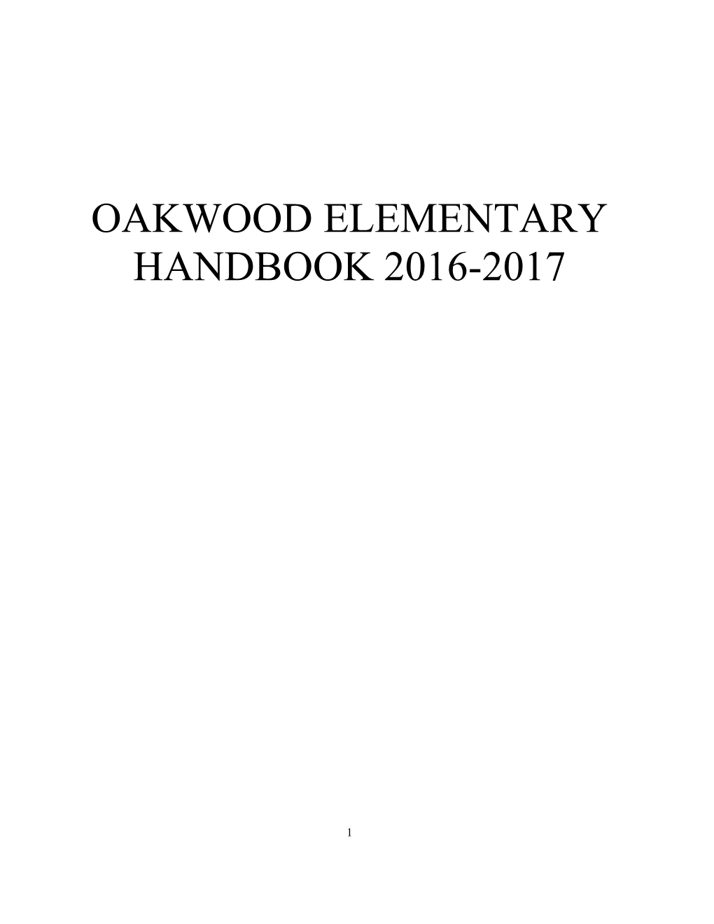 Oakwood Elementary Handbook 2016-2017