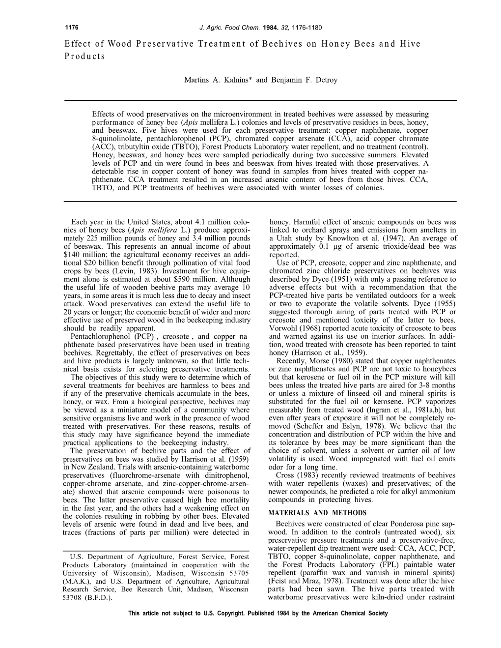 Effect of Wood Preservative Treatment of Beehives on Honey Bees Ad Hive Products