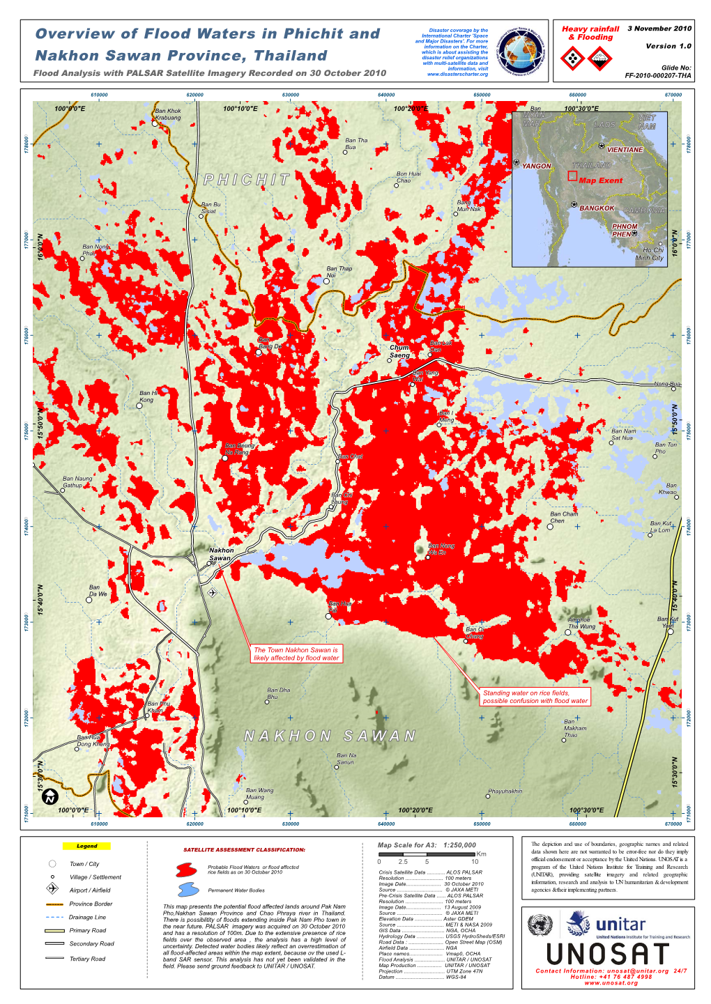 Overview of Flood Waters in Phichit and Nakhon Sawan Province, Thailand