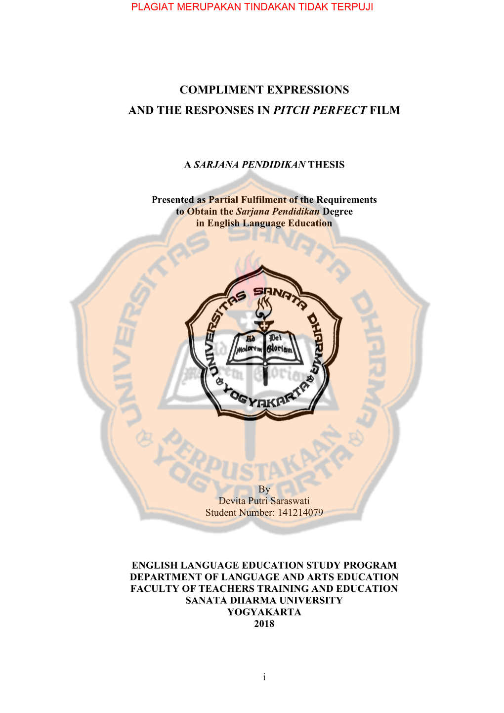 Compliment Expressions and the Responses in Pitch Perfect Film