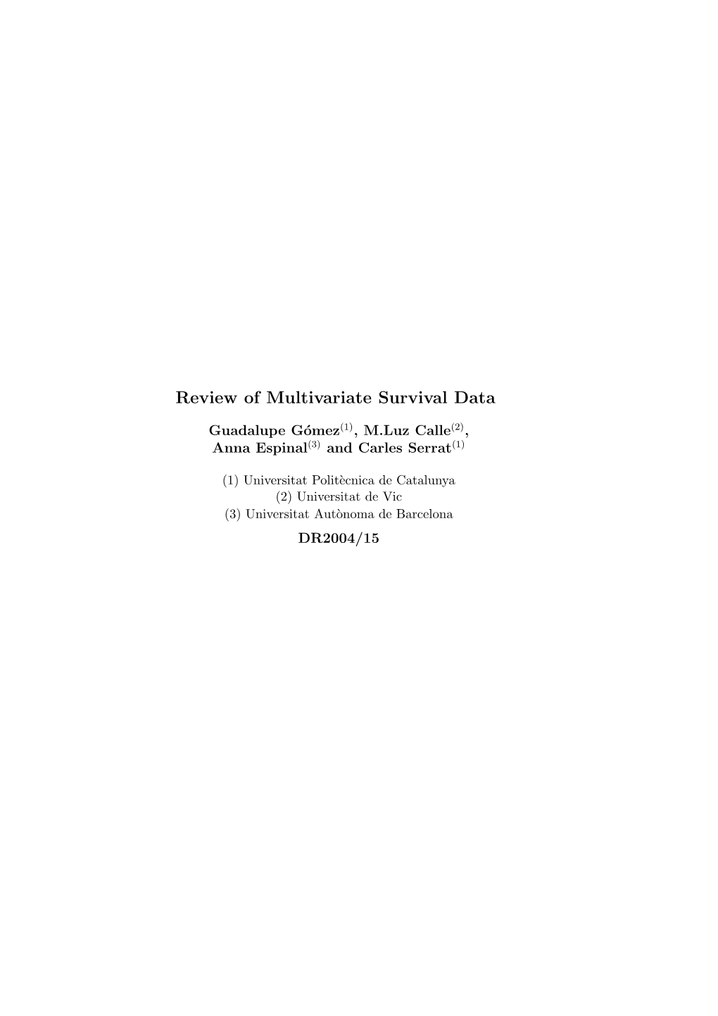 Review of Multivariate Survival Data