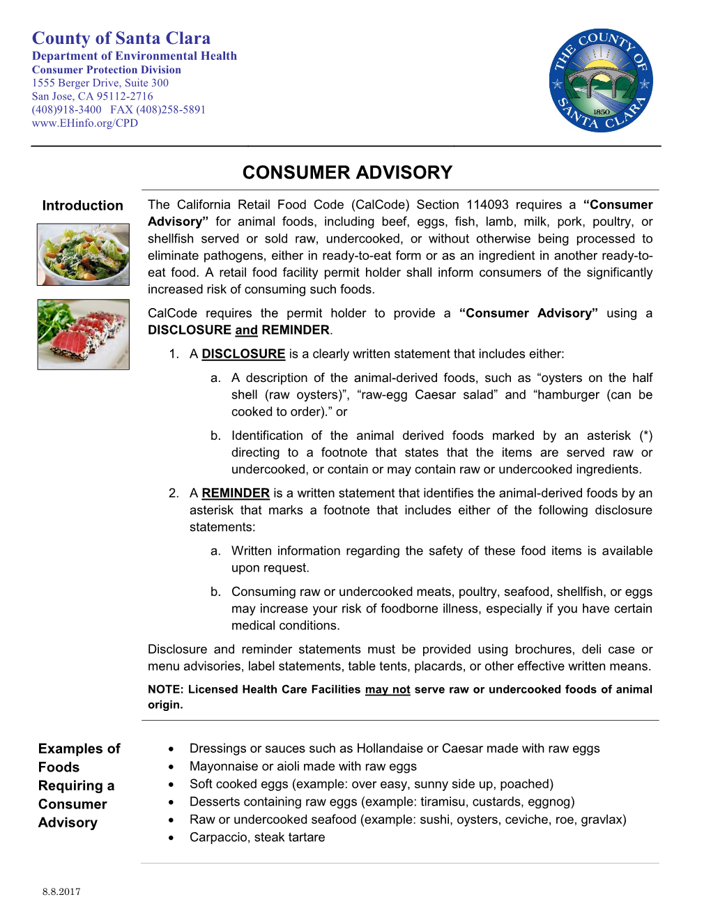 Consumer Advisory