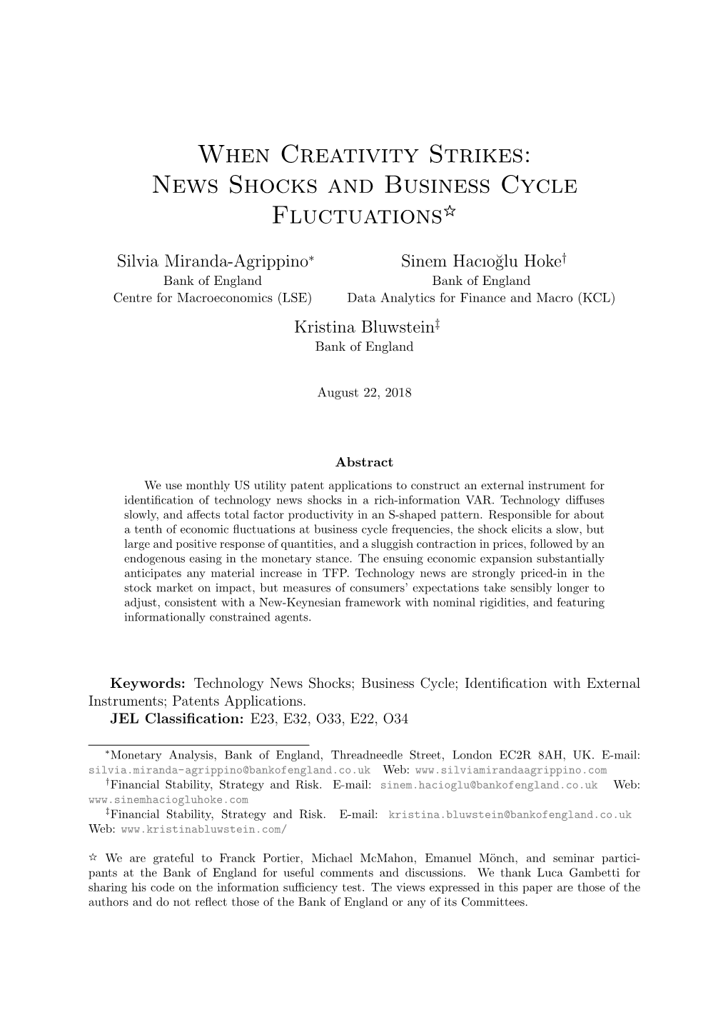 When Creativity Strikes: News Shocks and Business Cycle Fluctuations