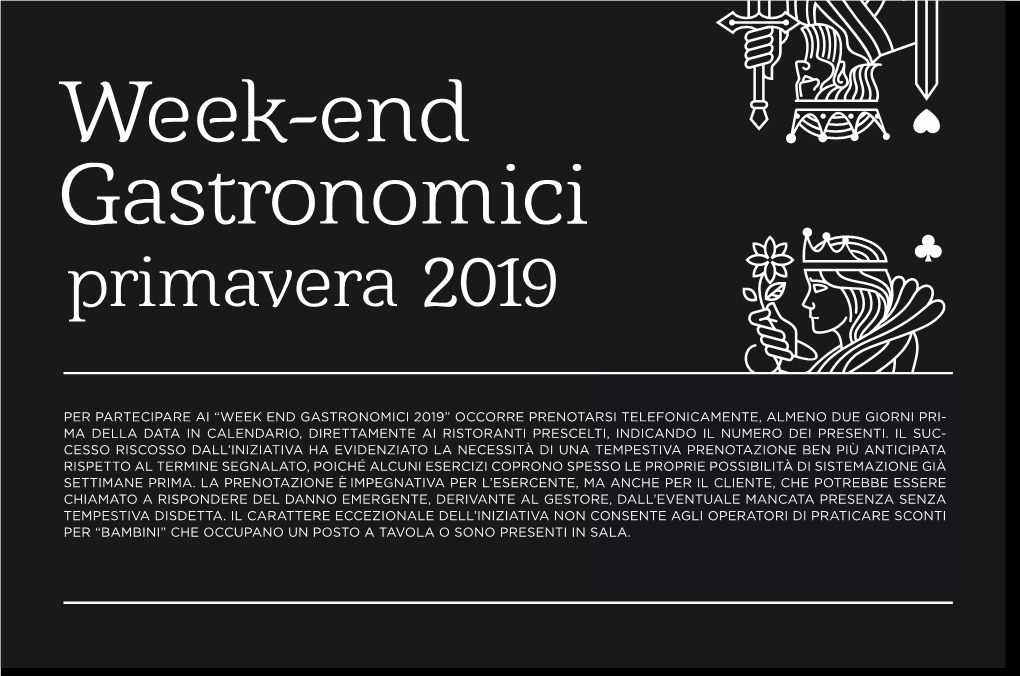 Week-End Gastronomici Primavera 2019