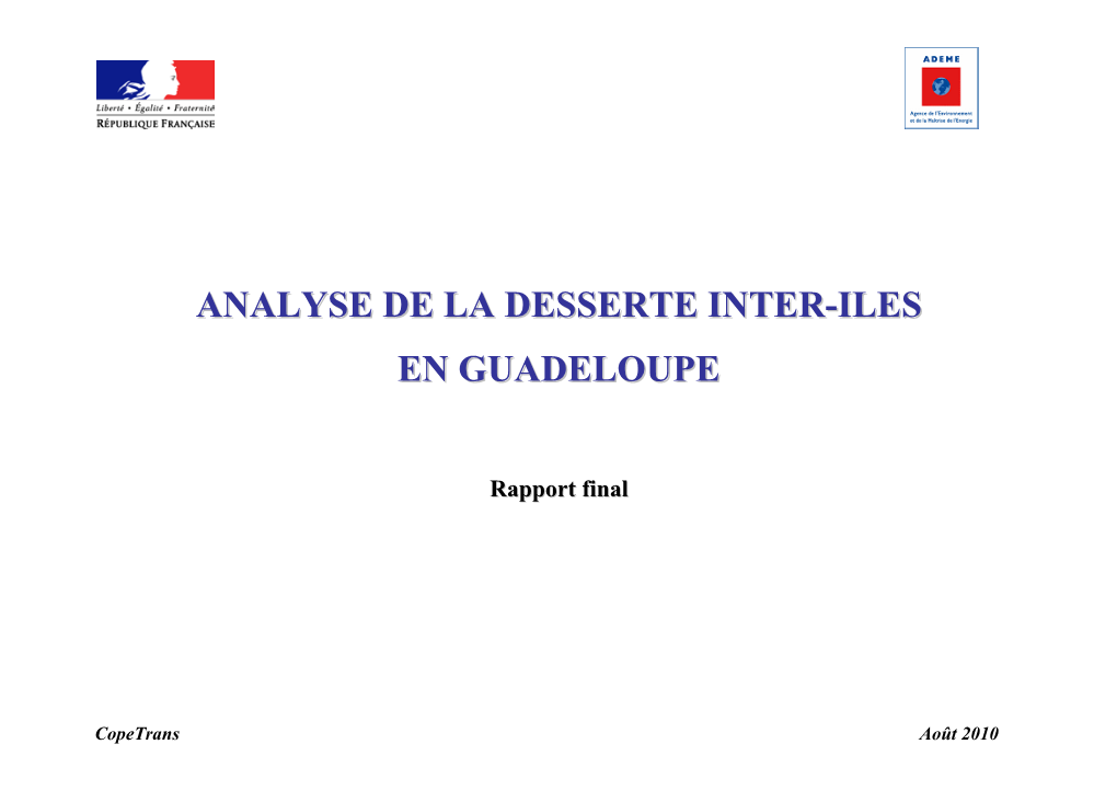 Analyse De La Desserte Intra Archipel En Guadeloupe