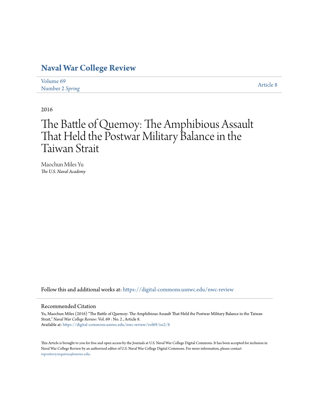 The Battle of Quemoy: the Amphibious Assault That Held the Postwar Military Balance in the Taiwan Strait