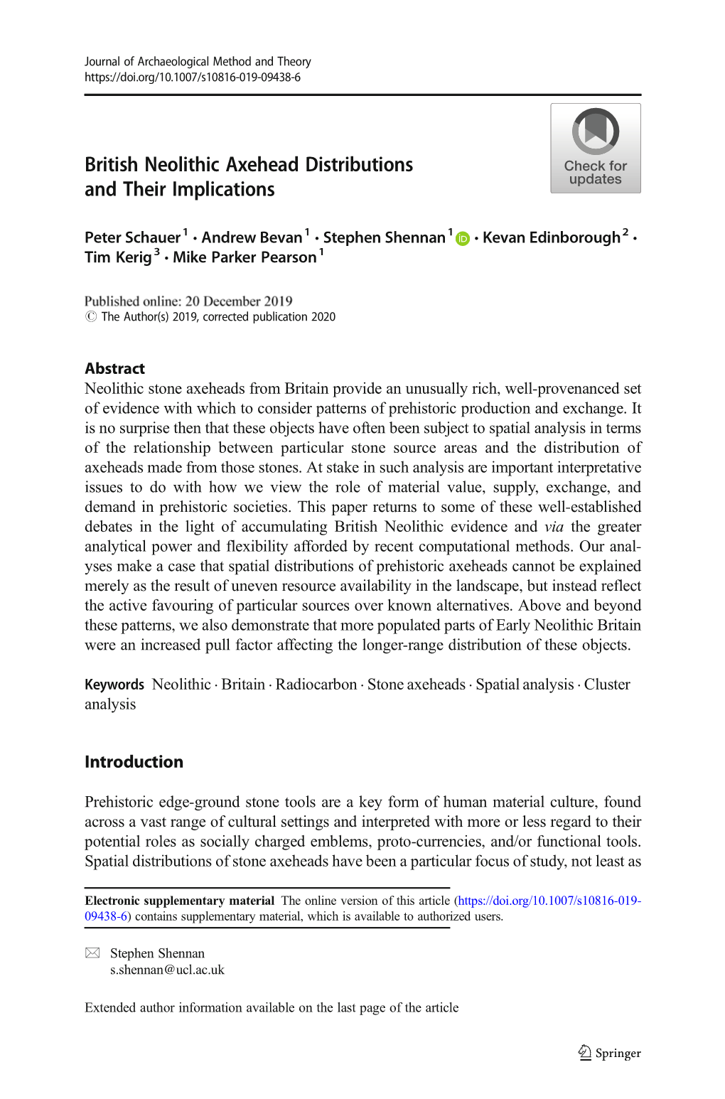 British Neolithic Axehead Distributions and Their Implications