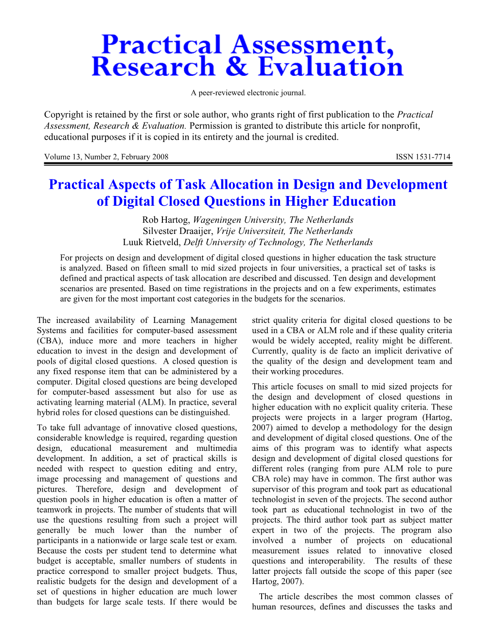 Practical Aspects of Task Allocation in Design and Development of Digital Closed Questions