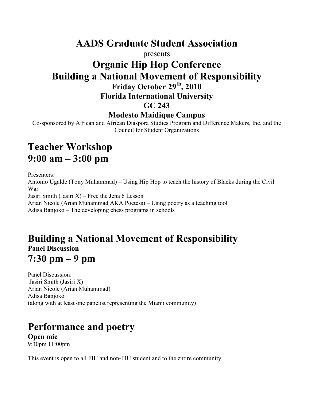 Organic Hip Hop Conference