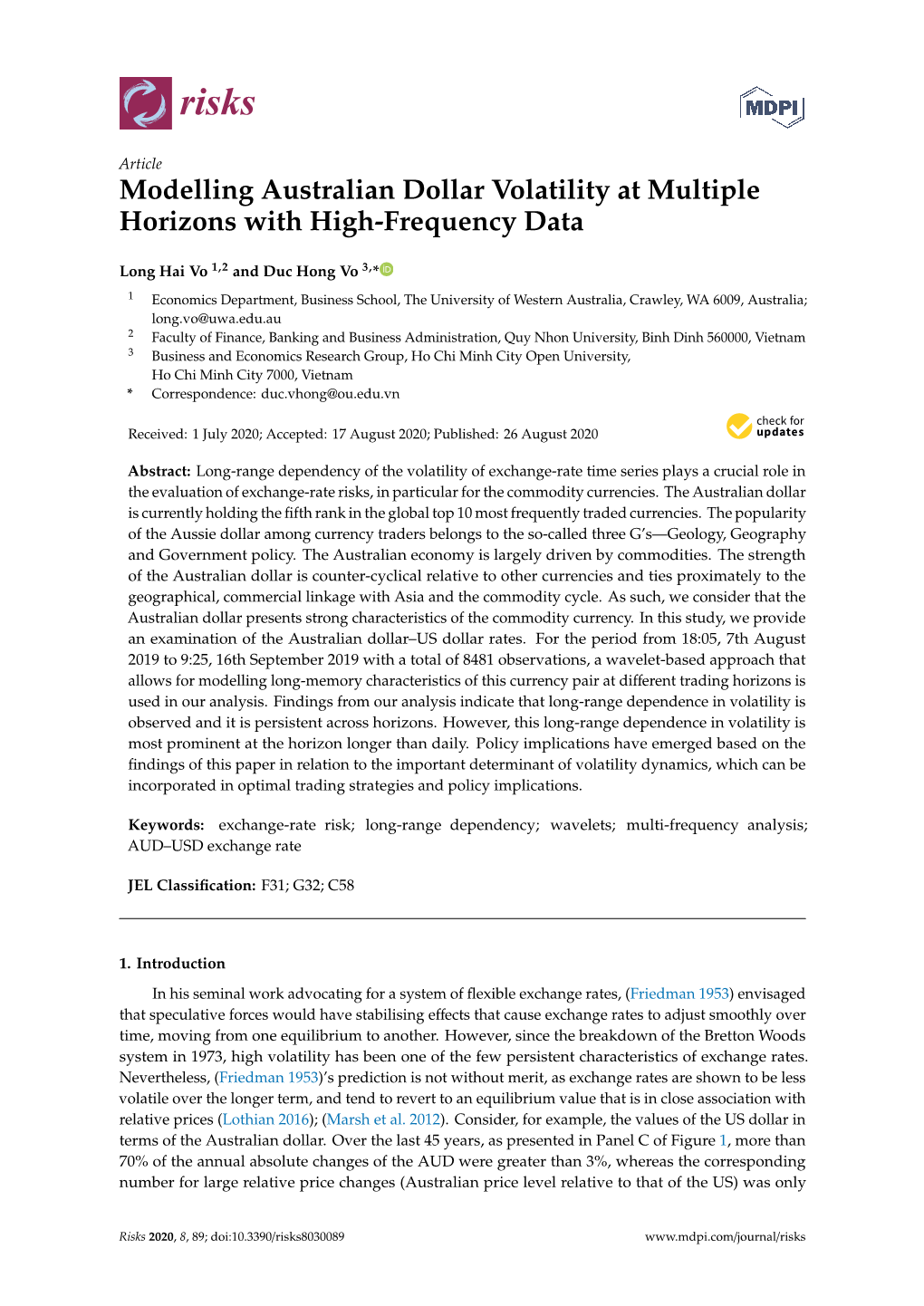 Modelling Australian Dollar Volatility at Multiple Horizons with High-Frequency Data