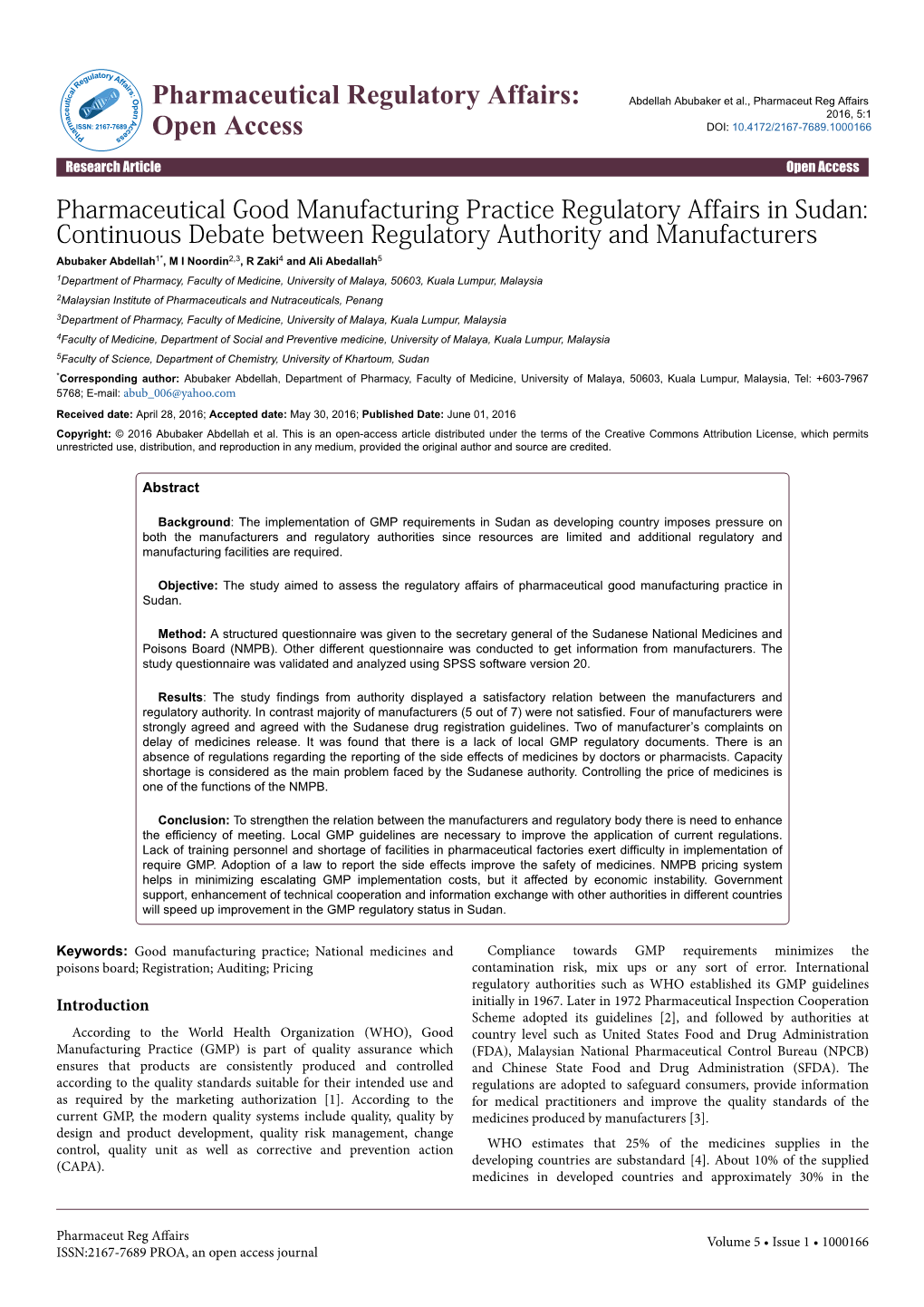 Pharmaceutical Good Manufacturing Practice Regulatory Affairs in Sudan