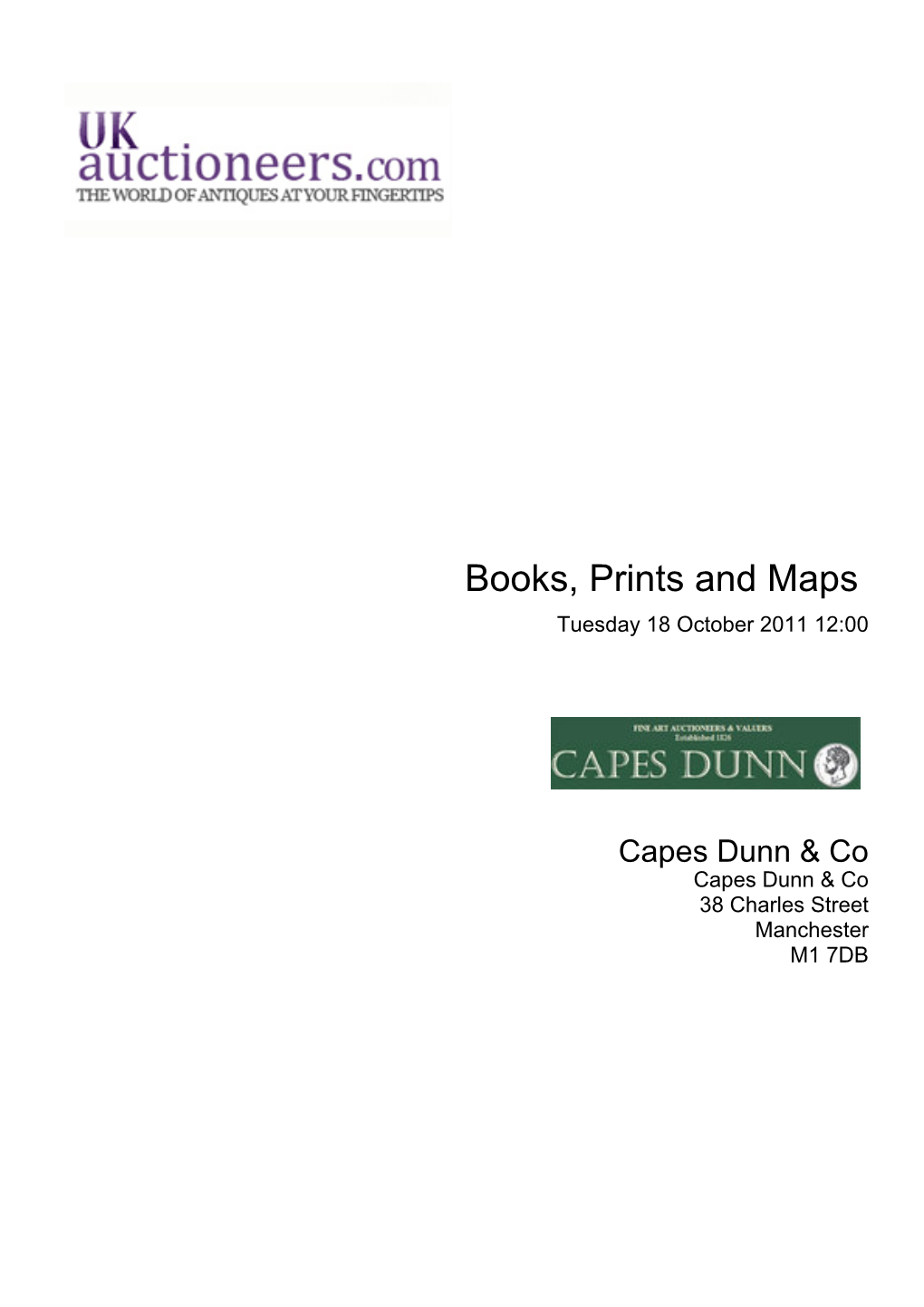 Books, Prints and Maps Tuesday 18 October 2011 12:00