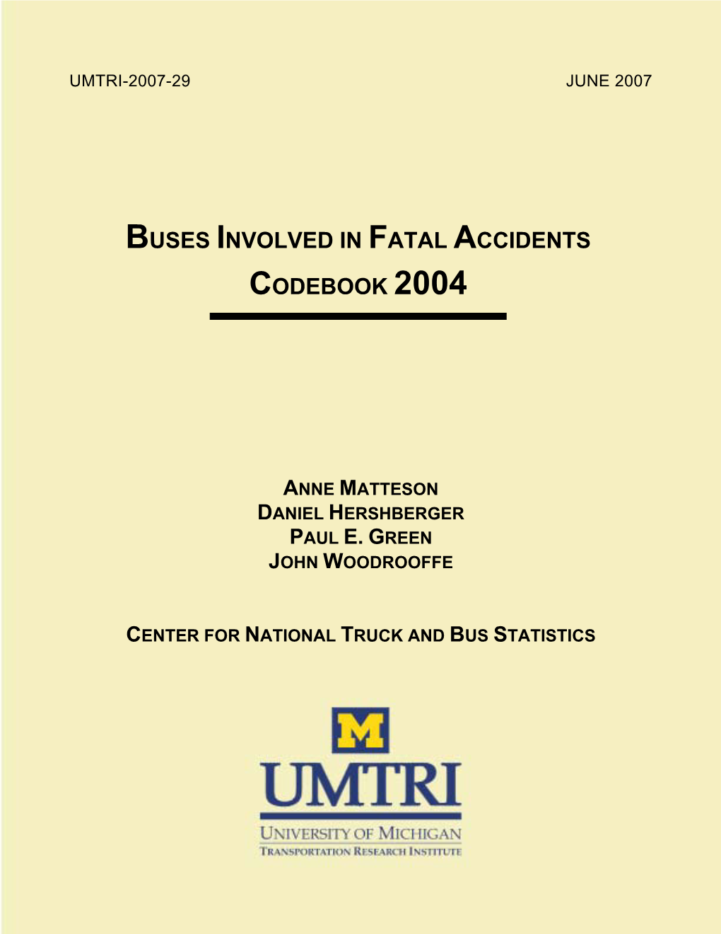 Buses Involved in Fatal Accidents Codebook 2004