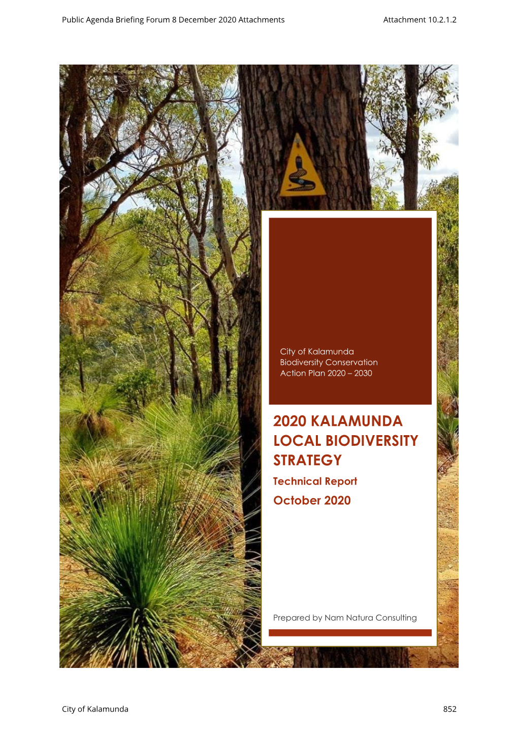 2020 KALAMUNDA LOCAL BIODIVERSITY STRATEGY Technical Report October 2020