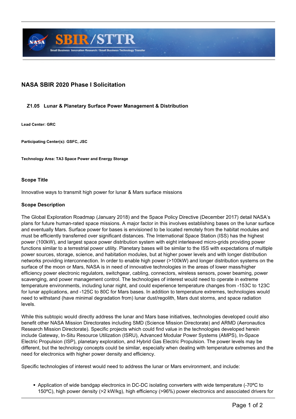 Lunar & Planetary Surface Power Management & Distribution