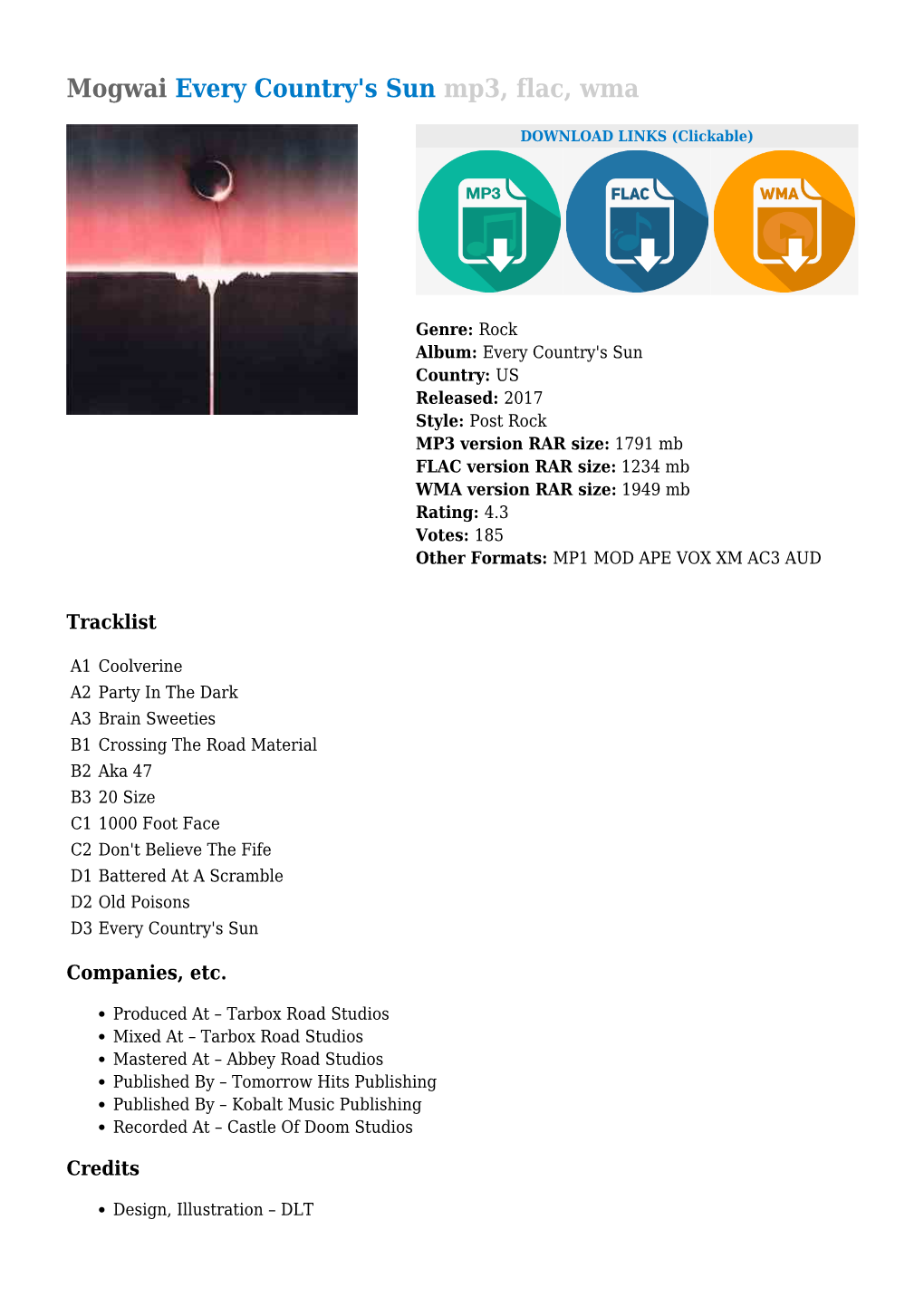 Mogwai Every Country's Sun Mp3, Flac, Wma