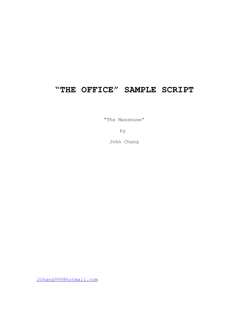 The Office” Sample Script