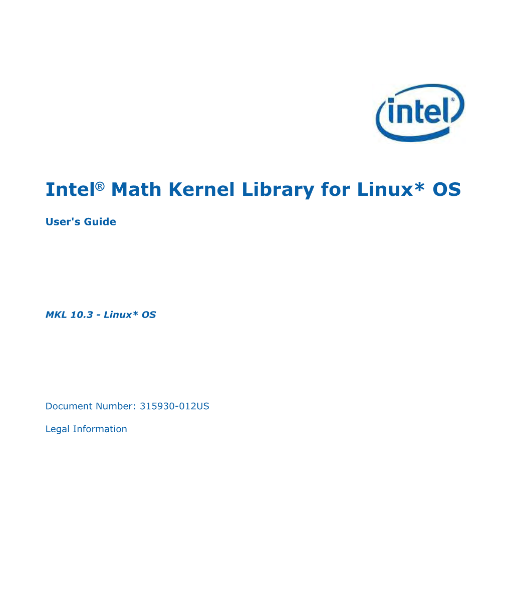 Intel(R) Math Kernel Library for Linux* OS User's Guide