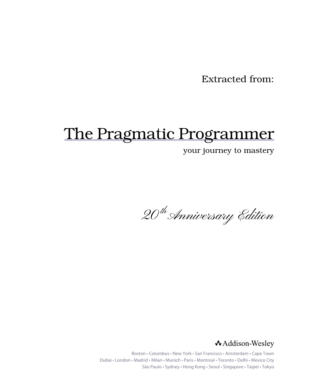 The Pragmatic Programmer Your Journey to Mastery