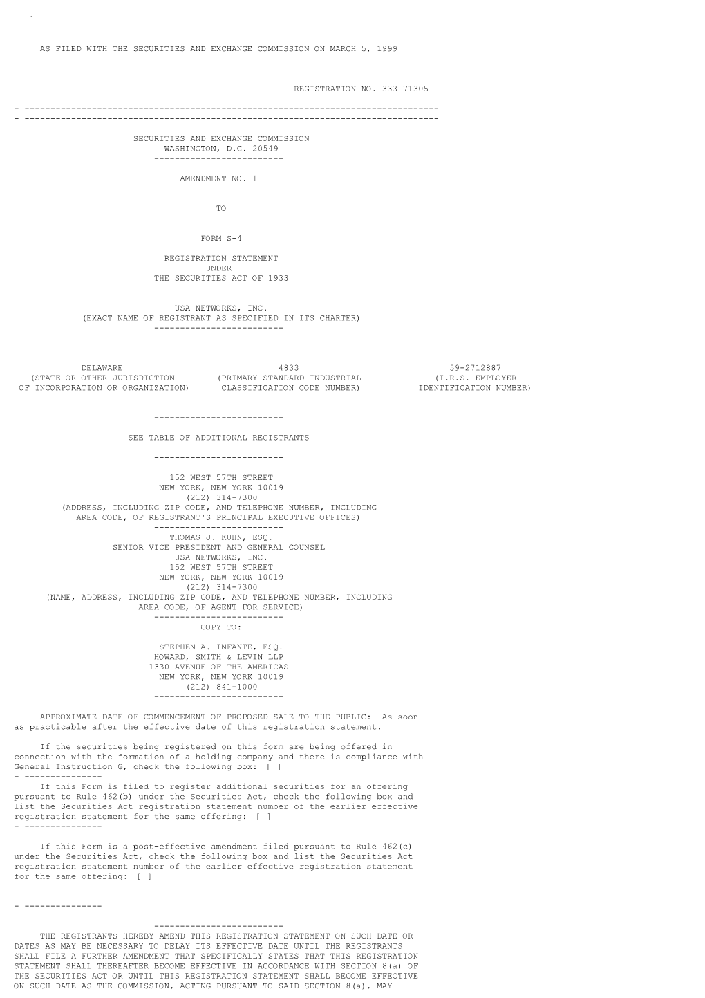 1 As Filed with the Securities and Exchange Commission on March 5, 1999 Registration No. 333-71305