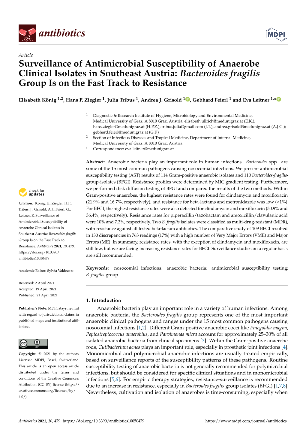 Bacteroides Fragilis Group Is on the Fast Track to Resistance