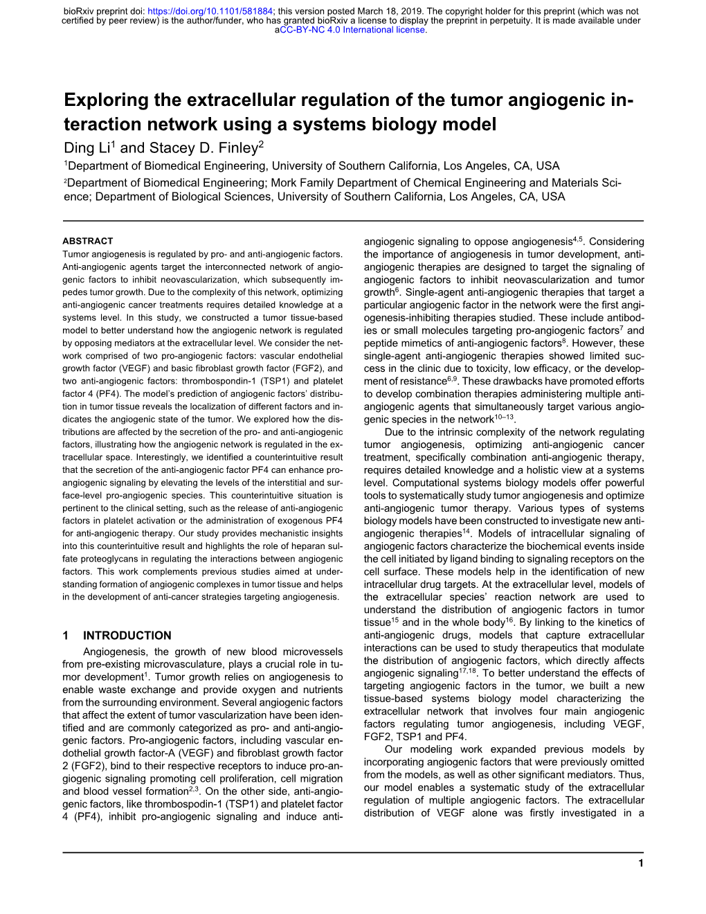 Exploring the Extracellular Regulation of the Tumor Angiogenic Interaction