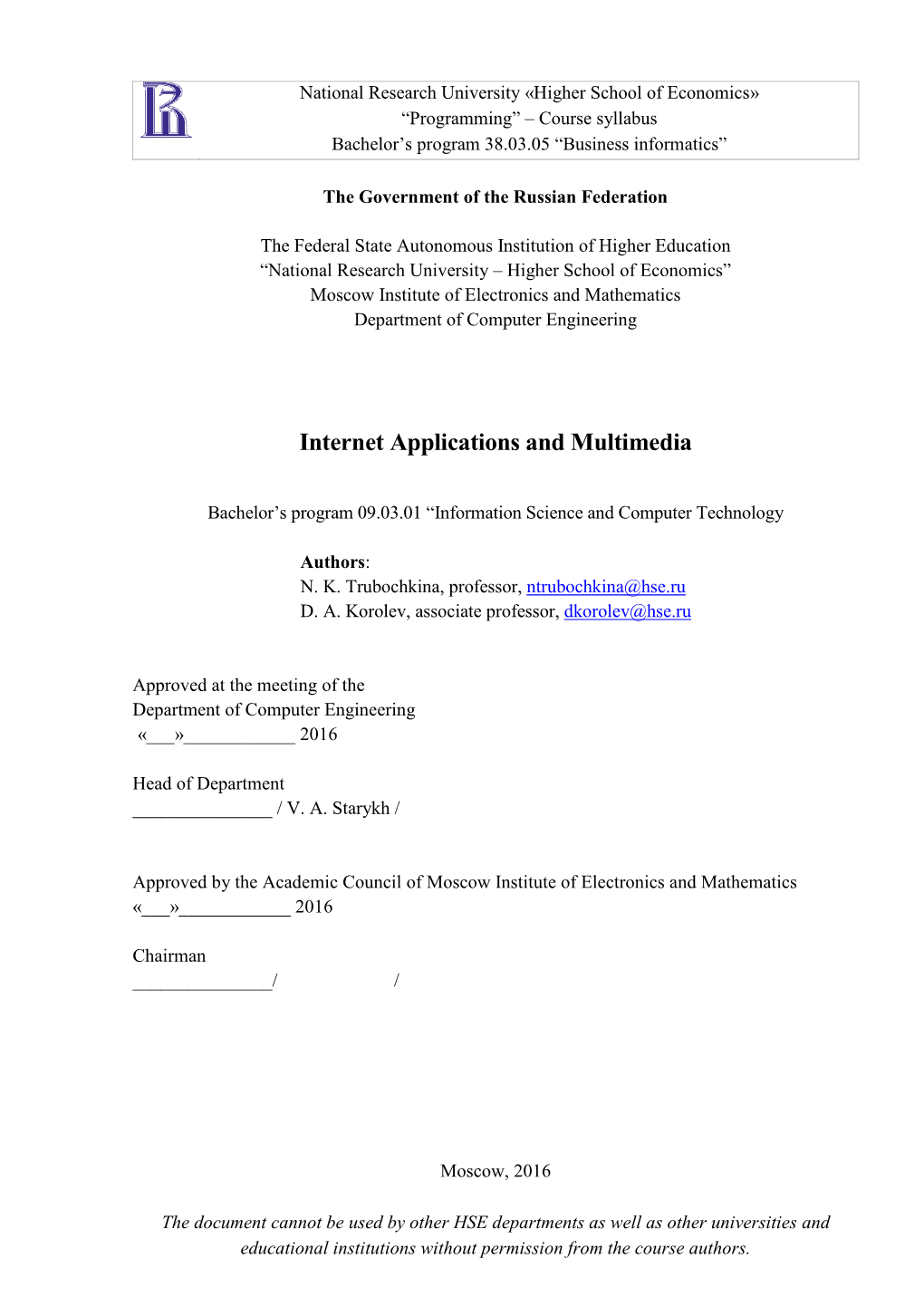 Internet Applications and Multimedia