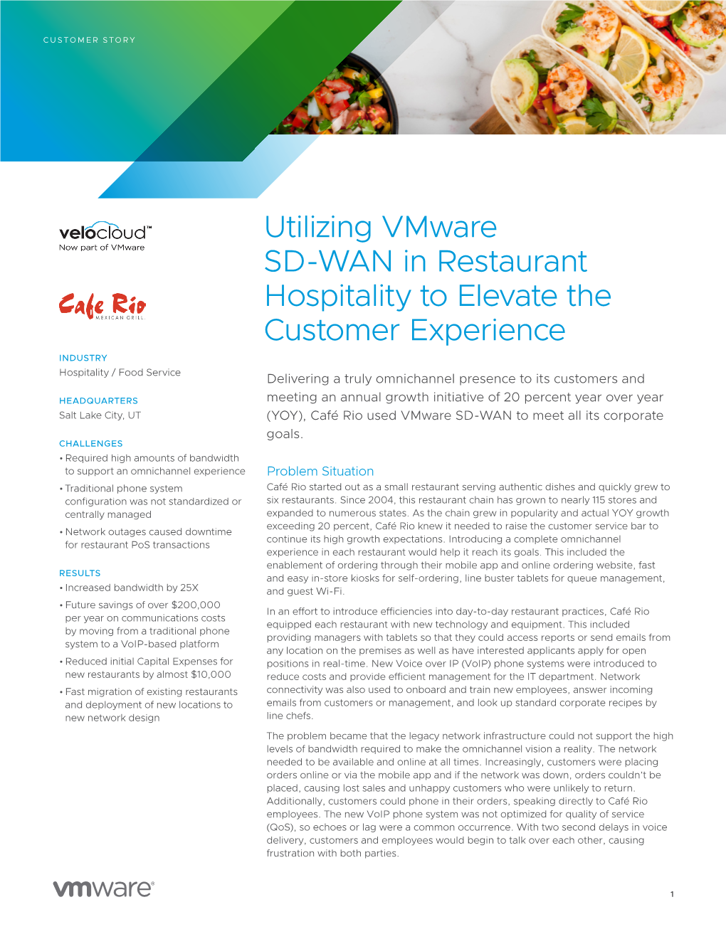 Utilizing Vmware SD-WAN in Restaurant Hospitality to Elevate the Customer Experience