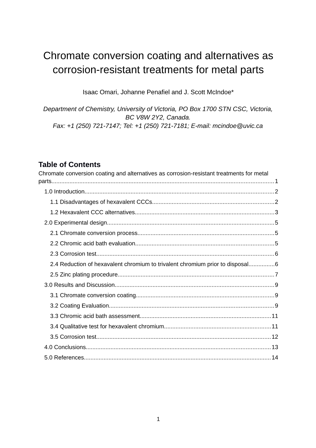 Chromate Conversion Coating and Alternatives As Corrosion-Resistant Treatments for Metal Parts