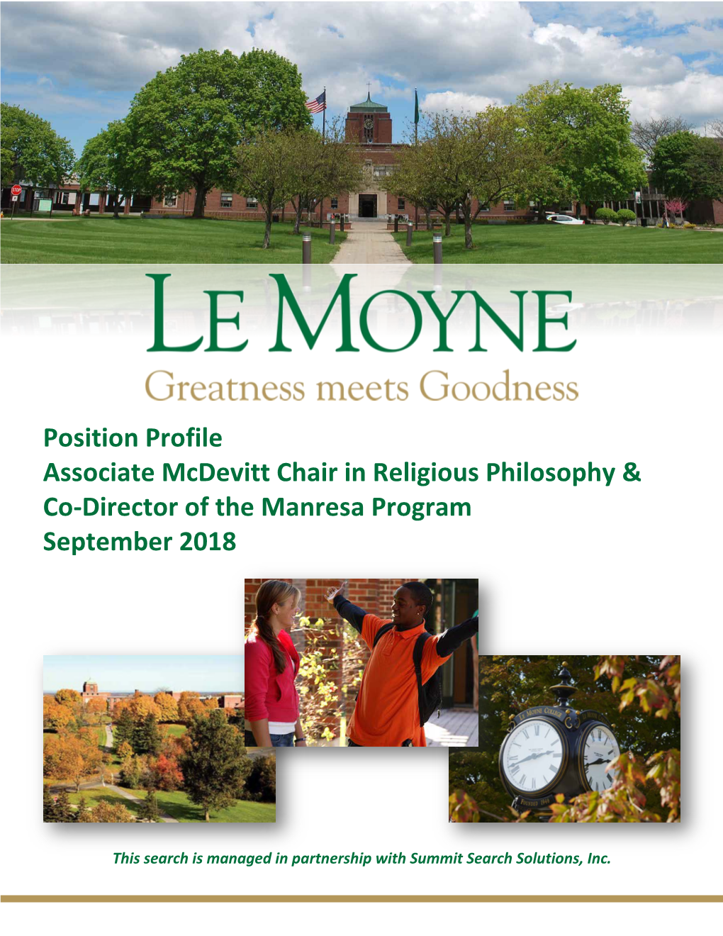 Position Profile Associate Mcdevitt Chair in Religious Philosophy & Co