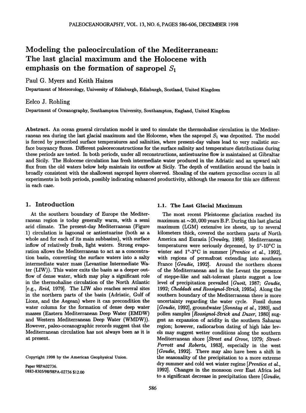 Modeling the Paleocirculation of the Mediterranean