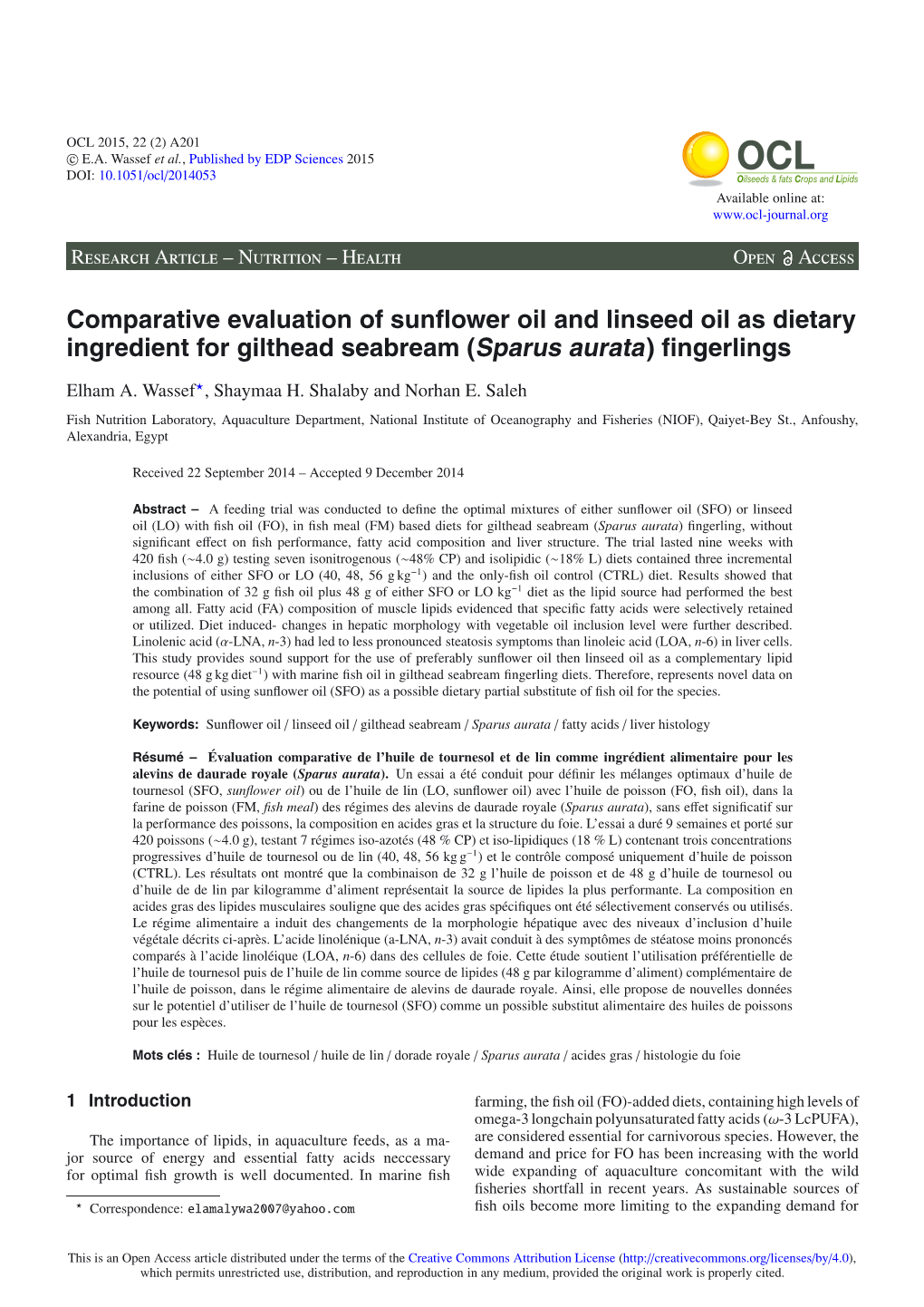 Comparative Evaluation of Sunflower Oil and Linseed Oil As Dietary