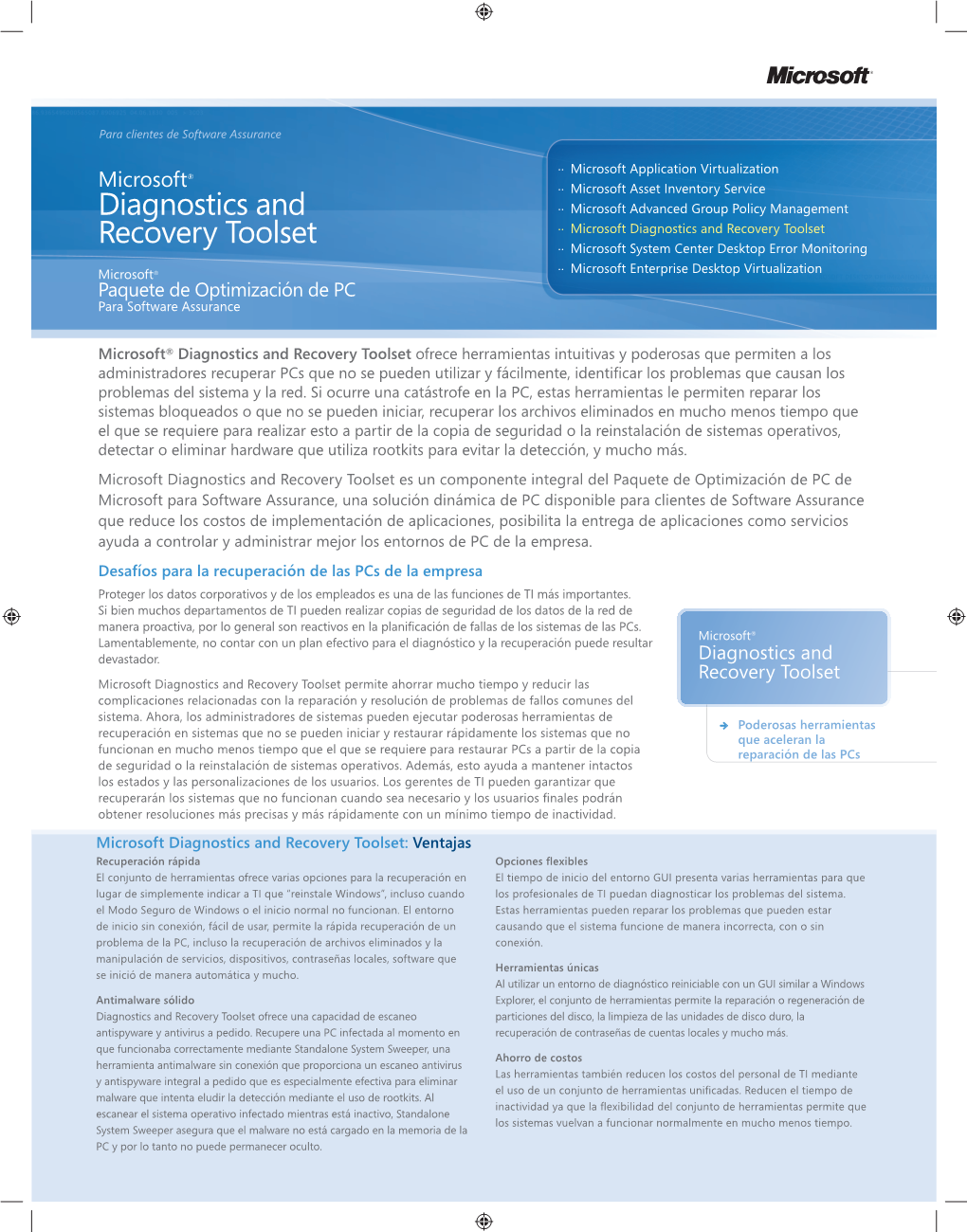 Diagnostics and Recovery Toolset Recovery Toolset