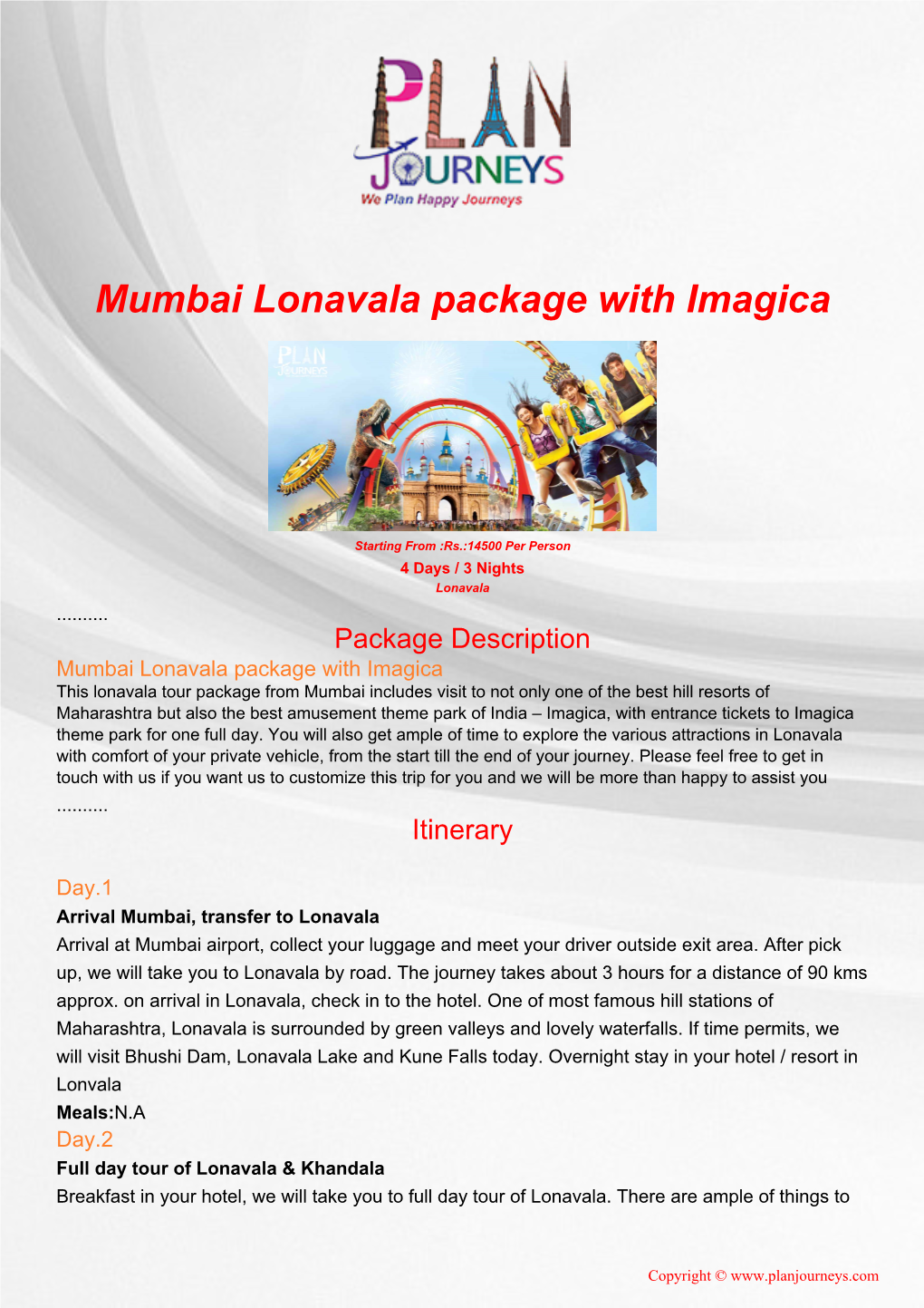 Mumbai Lonavala Package with Imagica