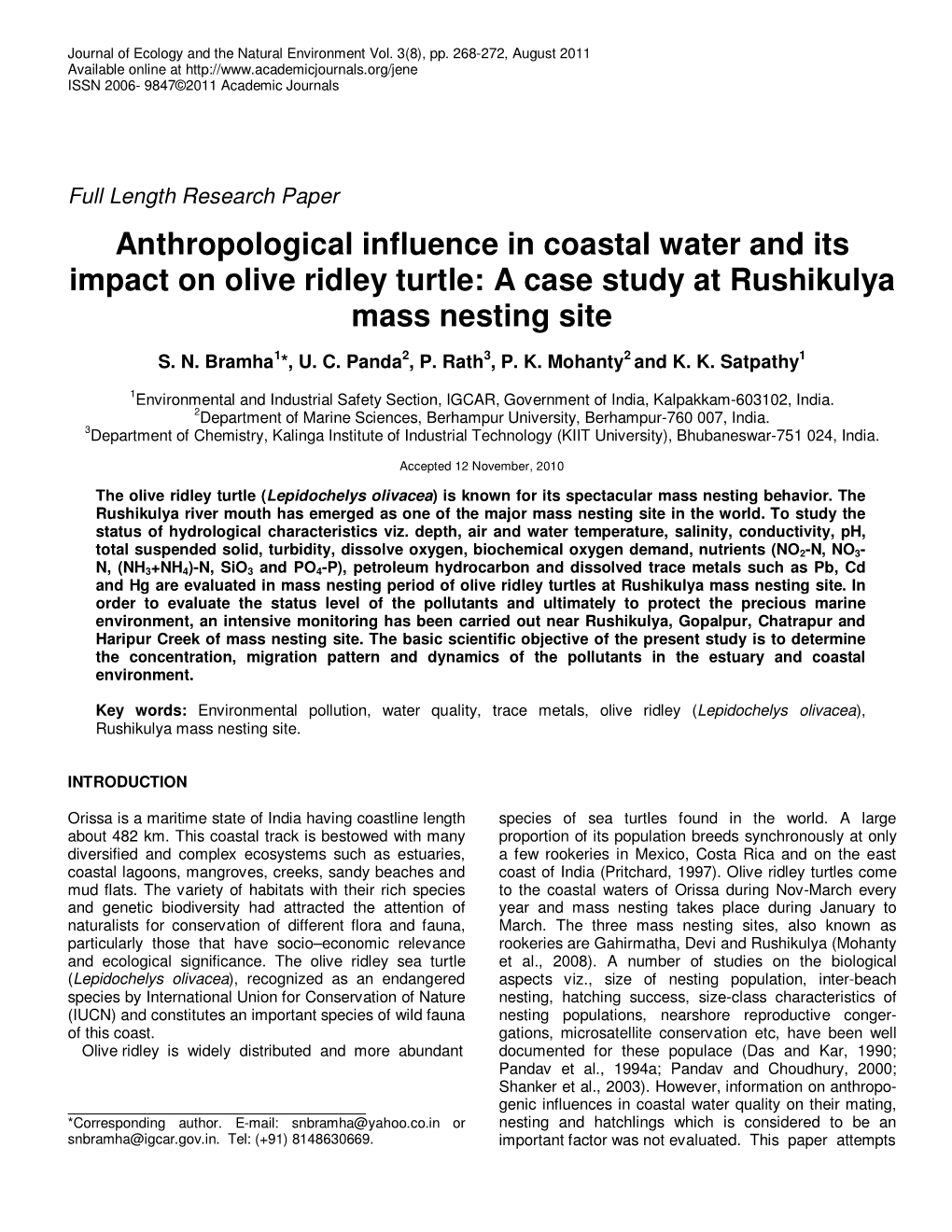A Case Study at Rushikulya Mass Nesting Site