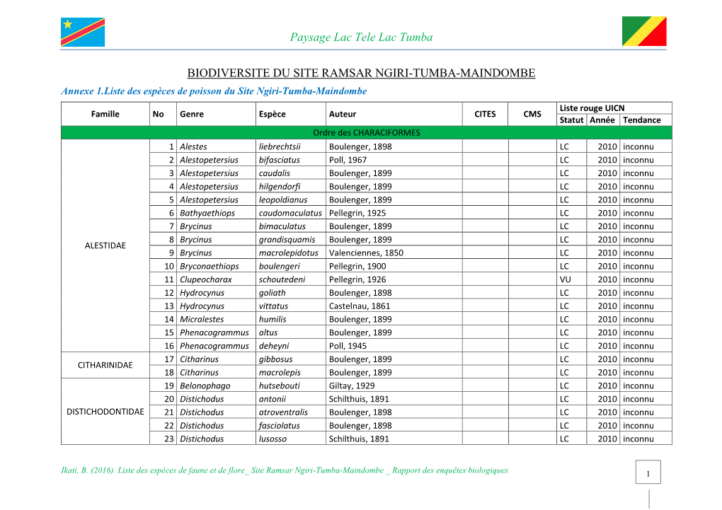 Liste De Faune Et De Flore