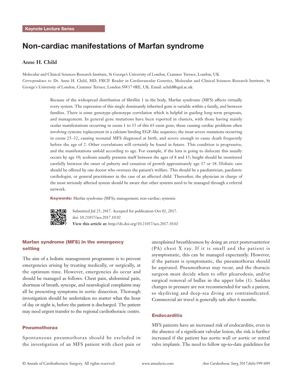 Non-Cardiac Manifestations of Marfan Syndrome