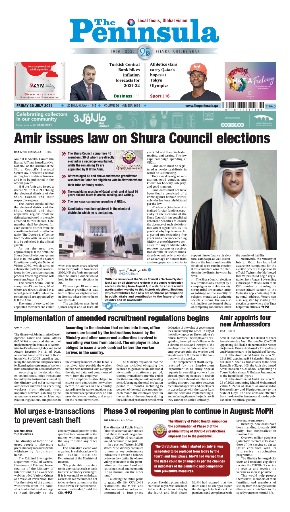 Amir Issues Law on Shura Council Elections