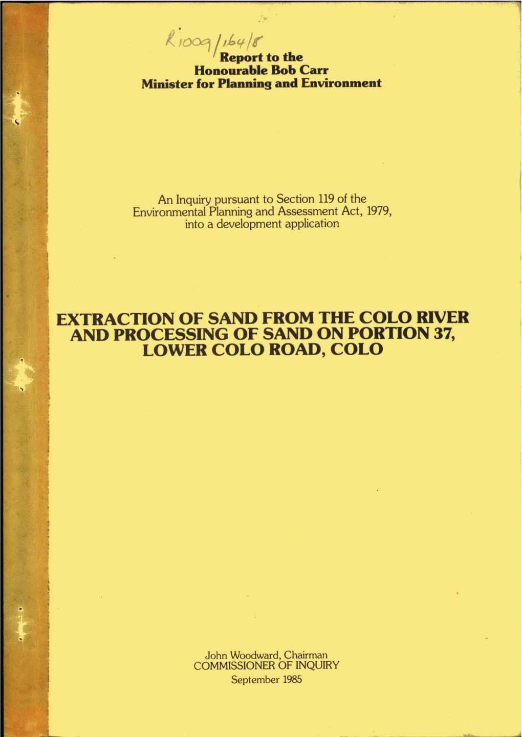 Extraction of Sand from the Colo River and Processing of Sand on Portion 37, Lower Colo Road, Colo