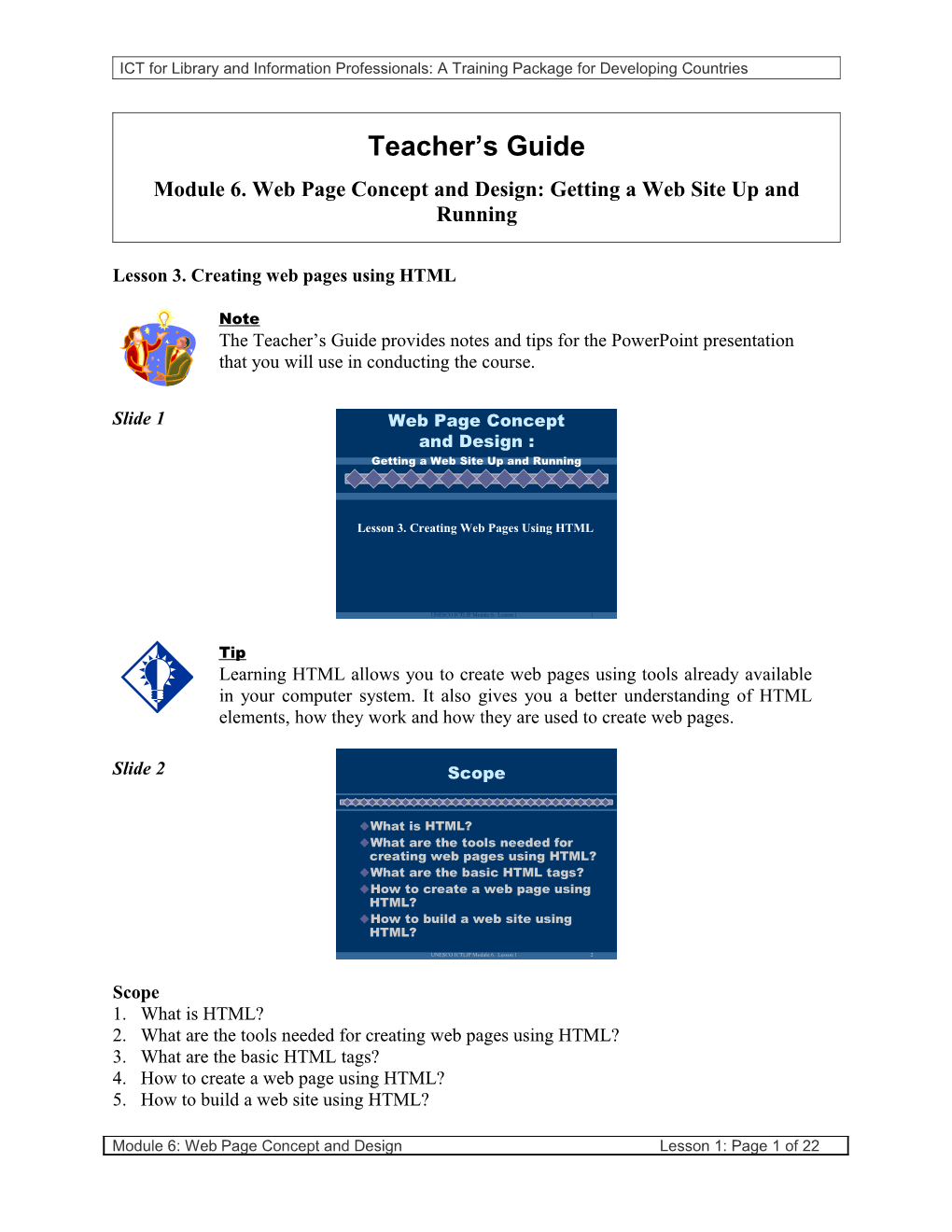 ICT for Library and Information Professionals: a Training Package for Developing Countries