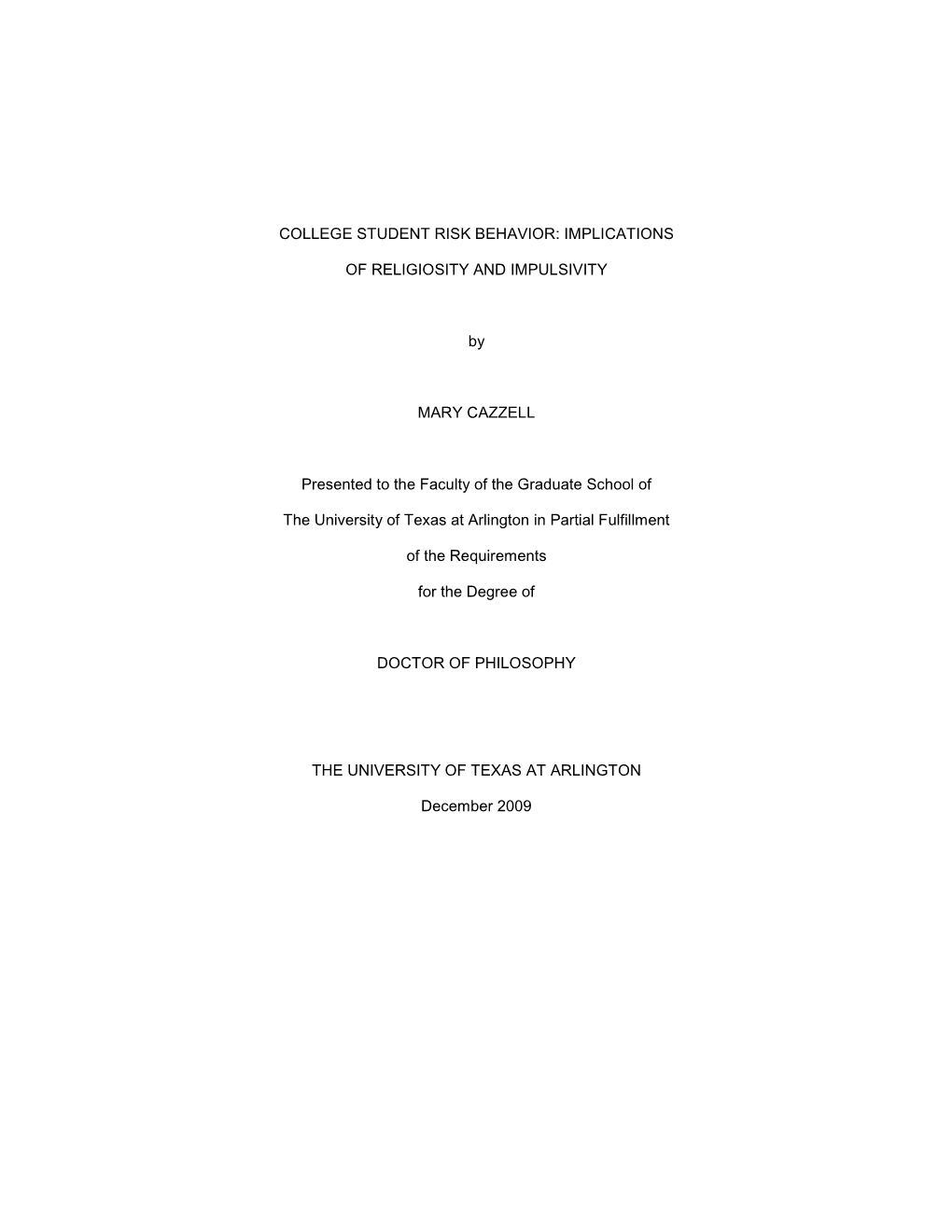 University of Texas at Arlington Dissertation Template