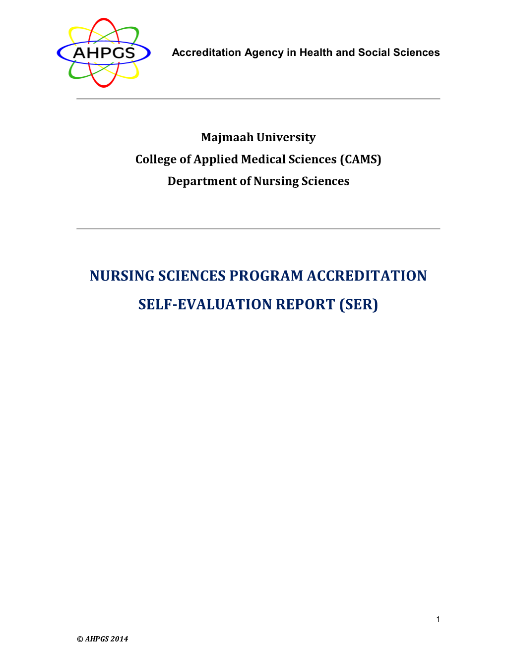 Nursing Sciences Program Accreditation Self