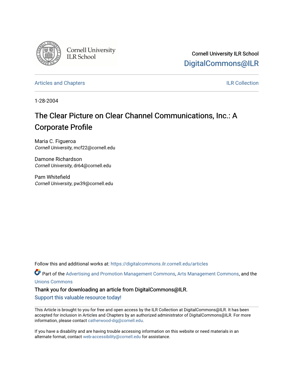 The Clear Picture on Clear Channel Communications, Inc.: a Corporate Profile